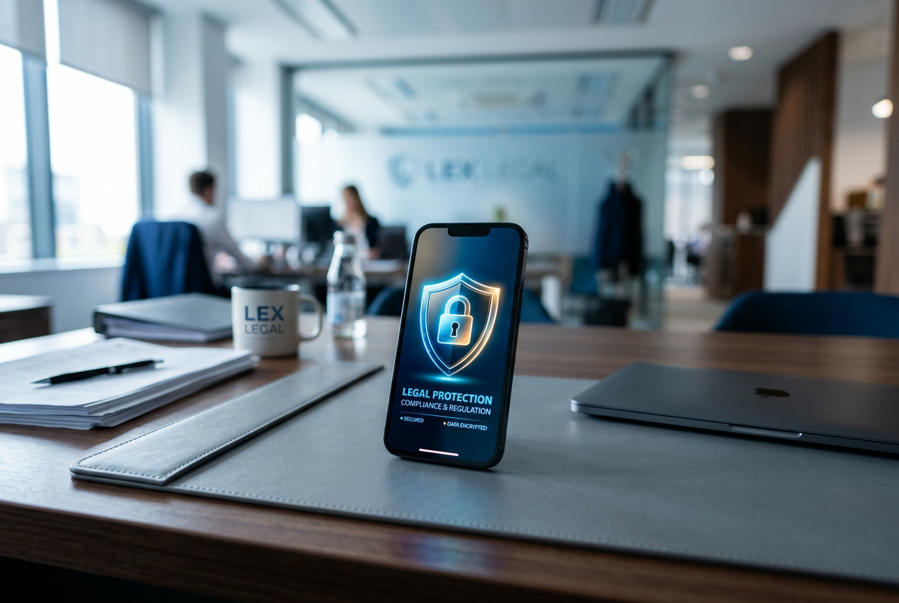 A digital shield icon on a smartphone symbolizing the Greek gambling regulatory framework.